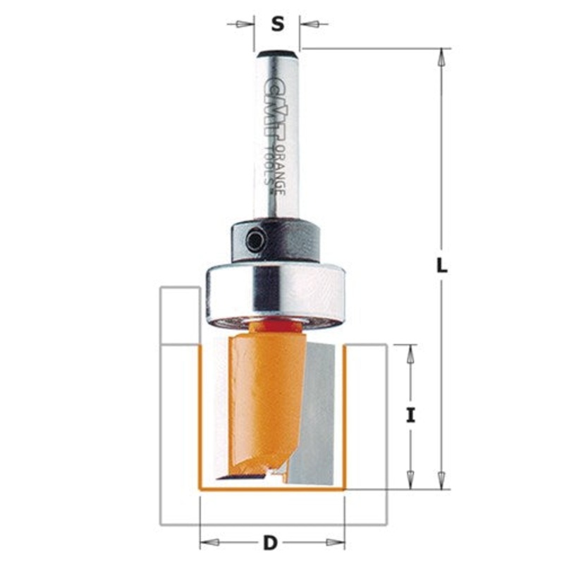 CMT INV PATTERN BIT 22.2D X 25.4L 3/8S 1/2IN COLLET