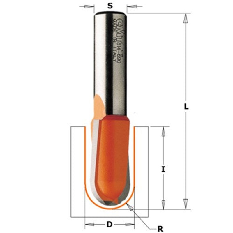 CMT ROUND NOSE BIT 19D X 32L 1/2S