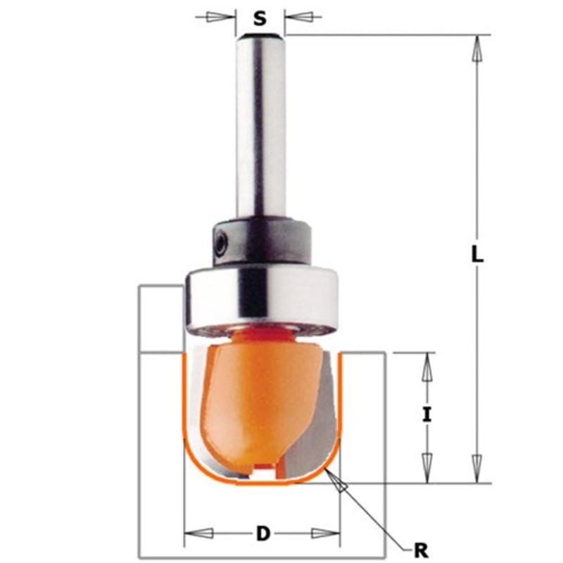 CMT BOWL-TRAY BIT19D W/6.4RAD 1/2S W/BEARING GUIDE