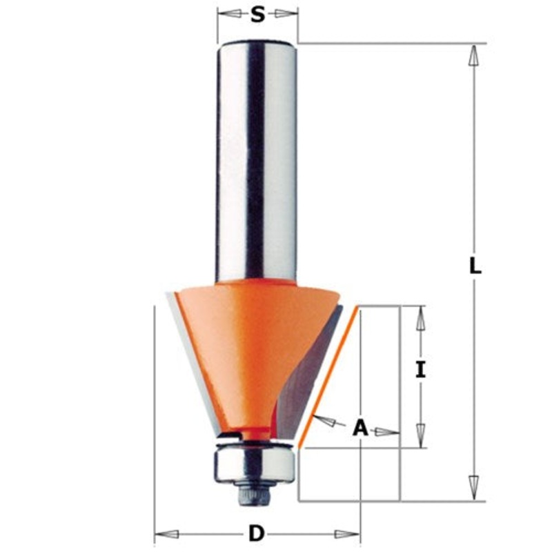 CMT CHAMFER BIT 15DEG X22MM 1/2S