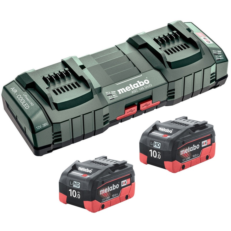 Metabo 18V 10.0ah LiHD Batteries & DUO ASC 145 Fast Charger