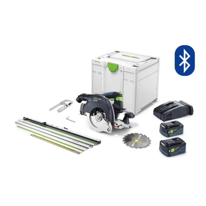 HKC 55 18V 160mm Cordless Circular Saw 5.0Ah Bluetooth Set in Systainer with 250mm Cross Cut Rail