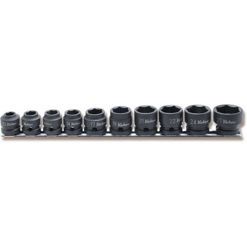 1/2 Sq. Dr. 10 Piece Thin Wall 6-Point Impact Metric Socket set  10-27mm
