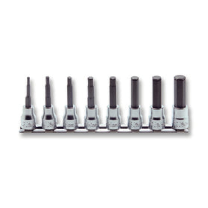 3/8 Sq. Dr. Bit Grip Ring Hex 32mm Long Bit Socket Set - 8 pieces
