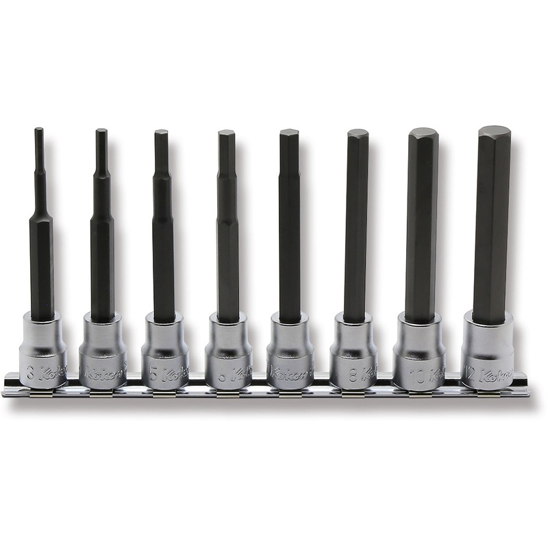 8 Piece 3/8 Sq. Dr. 100mm Hex Bit Socket set  3-12mm
