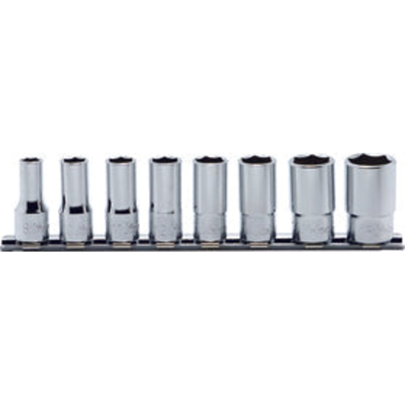 8 Piece 3/8 Sq. Dr. 6 Point Semi-Deep Chrome Metric Socket Set  8mm-19mm