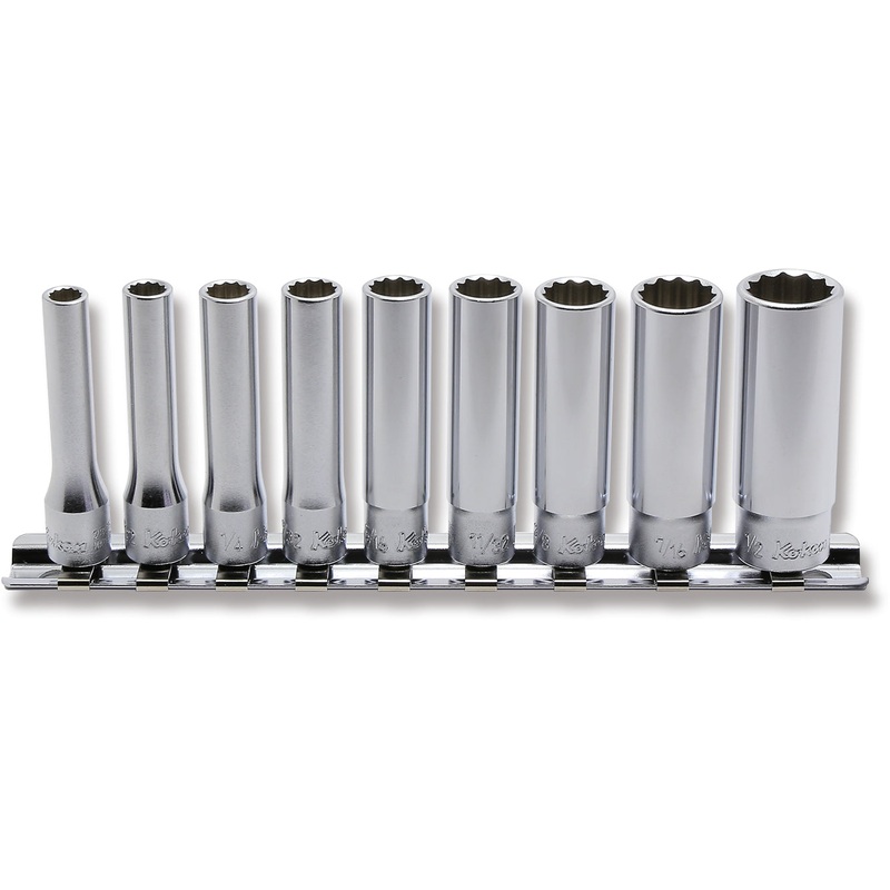 9 Piece 1/4 Sq. Dr. 12 point SAE Deep Socket Set