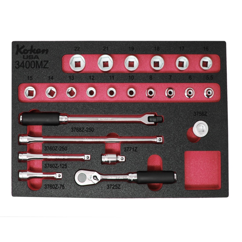 Z-Series 3/8" Sq. Dr. Metric Socket Set in Foam - 23 Pieces