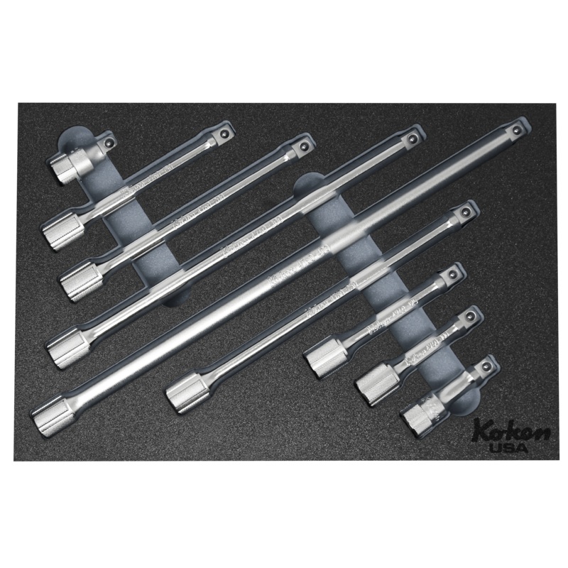 1/2" Sq Dr. Extension Bar Set  in Foam  - 9 Pieces