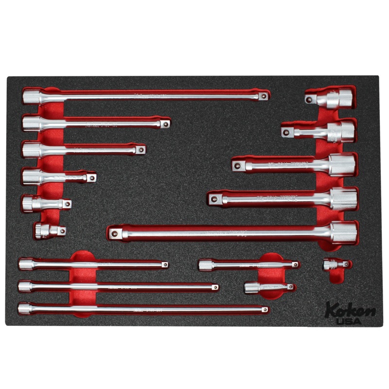 1/4" 3/8" and 1/2" Extension Bar Set in Foam