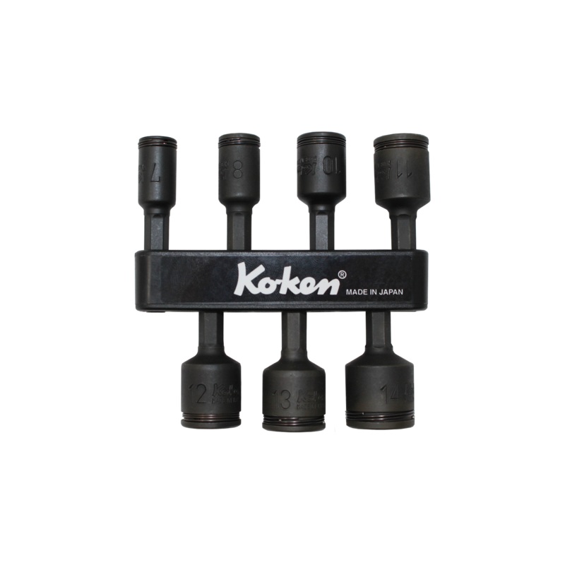 1/4 Hex Dr. 7 Piece Impact 6-Point Metric NUT GRIP Nut Setters 7-14mm