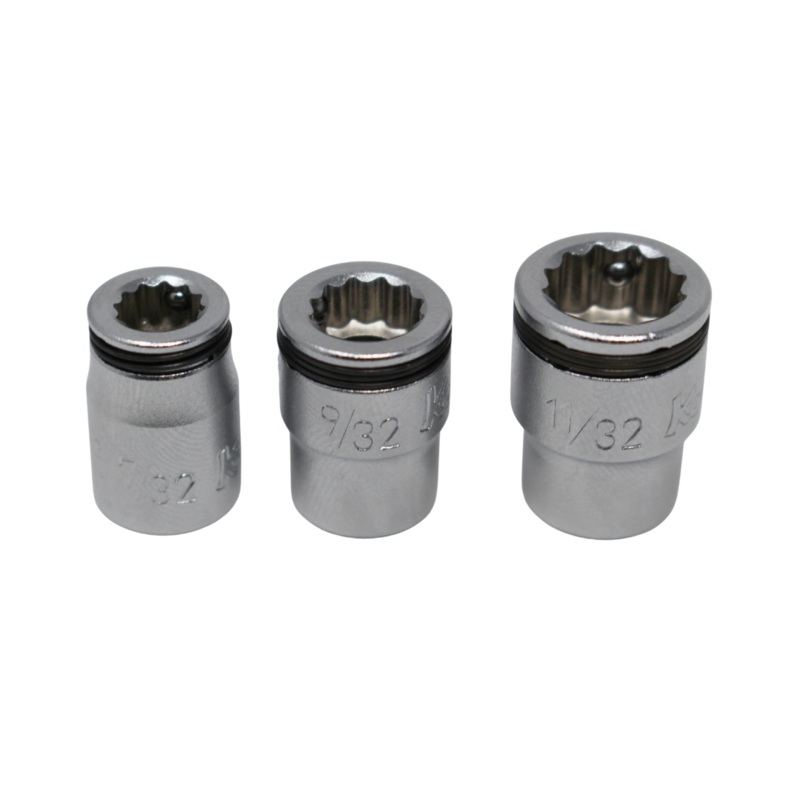 1/4 Sq. Dr. 12 point NUT GRIP Socket Set 7/32, 9/32, 11/32 - 3 pieces