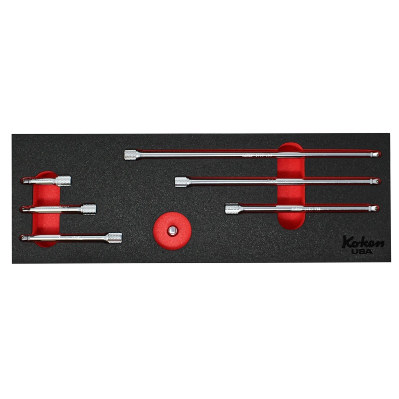 1/4" Sq Dr. Wobble-Fix Extension Bar Set  in Foam - 7 Pieces