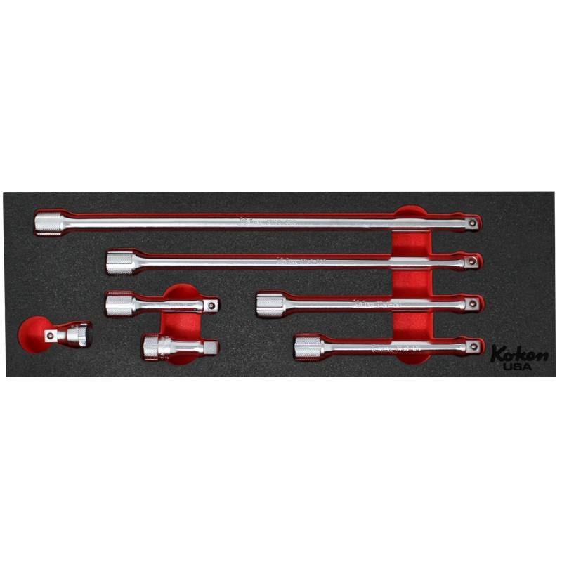 3/8" Sq Dr. Extension Bar Set  in Foam  - 7 Pieces