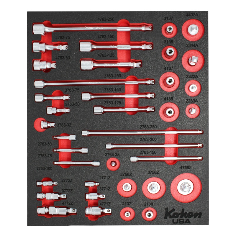 Wobble-Fix Extension Bars and Other Accessories in Foam - 37 Pieces