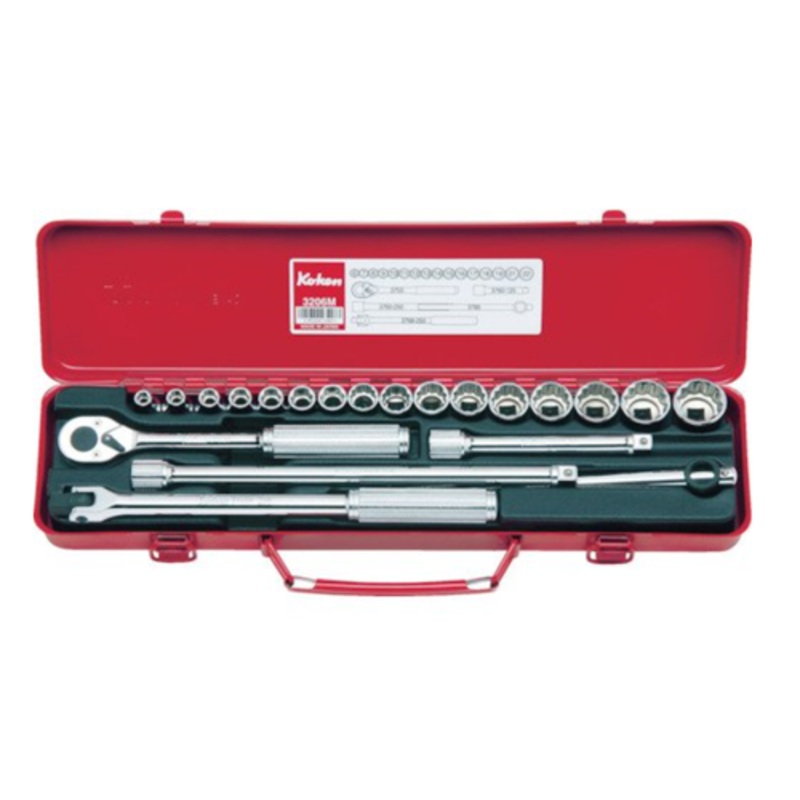 3/8 Sq. Dr. Socket set   6, 12 point   21 pieces