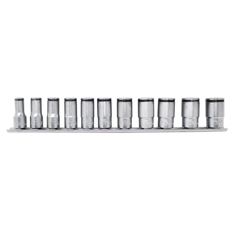 3/8 Sq. Dr. Semi-Deep Socket set  8-19mm Nut Grip   11 pieces