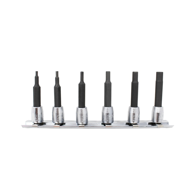 6 piece 1/4" Sq. Drive 50mm Hex Bit Socket Set 2-6mm
