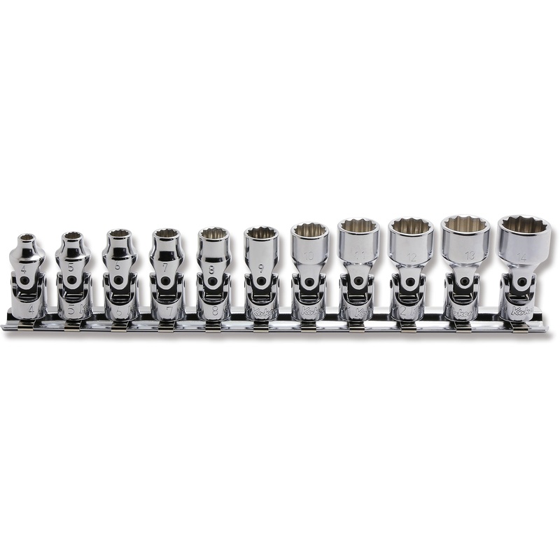 1/4 Sq. Dr. 12 point Metric Universal Chrome Socket set (4-14) - 11 pieces