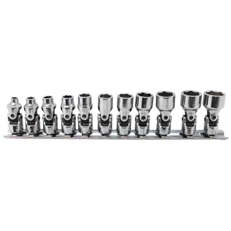 1/4" Sq. Dr. Universal 6-Point Metric Chrome Socket Set - 11 Pieces