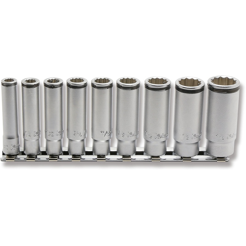 1/4" Sq. Drive 12-Point SAE Deep NUT GRIP 9 Piece Socket Set