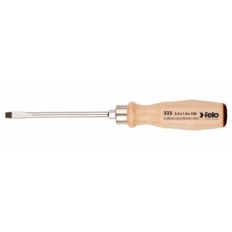 Felo 33505590  5.5 x 100mm Wood Handle Slotted Screwdriver
