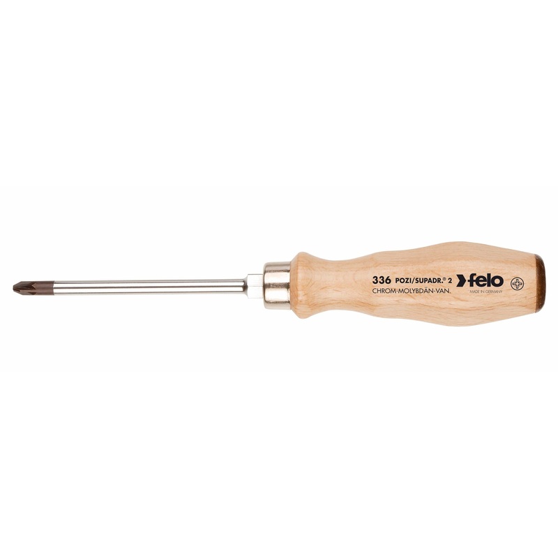 Felo 33620390 #2 x 100mm Wood Handle Pozidriv Screwdriver
