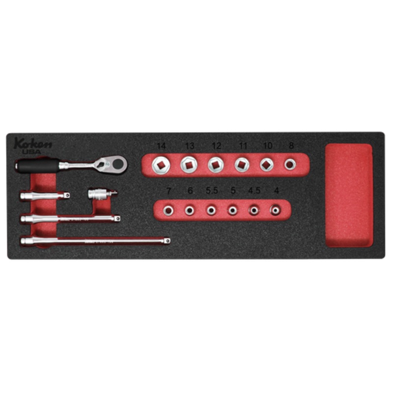 Z-Series 1/4" Sq. Dr. Socket and Accessories Set Metric in Foam - 17 Pieces