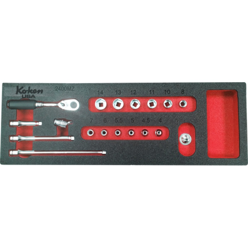 Z-Series 1/4" Sq. Dr. Socket and Accessories Set Metric in Foam - 18 Pieces