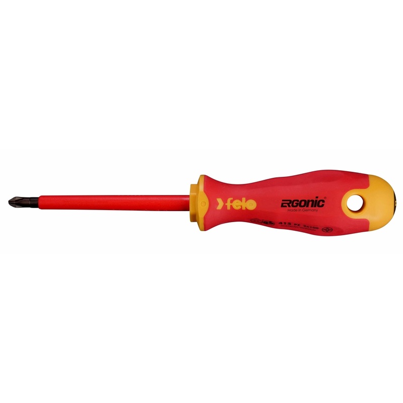 Felo 41520390  Ergonic VDE Insulated Pozidriv Screwdriver, PZ 2 x 100