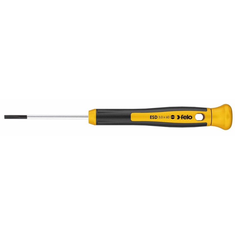 Felo 25003360 ESD 3 x 60mm Precision Slotted Screwdriver