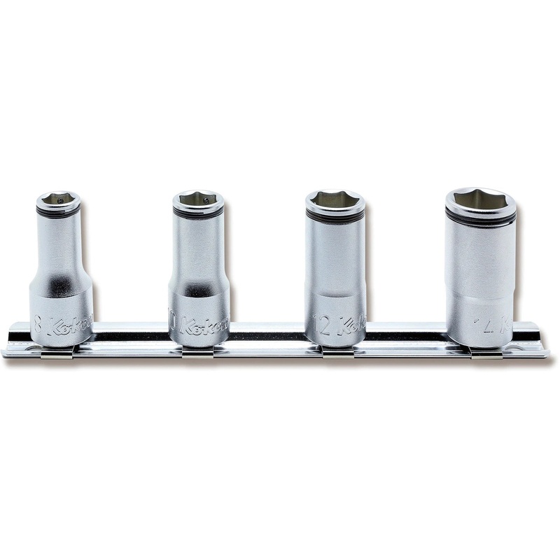 Koken RS3350X/4 - 3/8 Sq. Dr. Semi-Deep NUT GRIP Socket Set, 8mm-14mm - 4 pieces