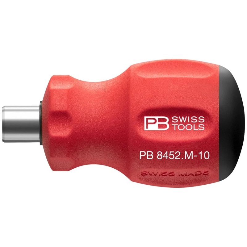 PB Swiss PB 8452.M-10 - SwissGrip Stubby Universal Bit Holder, for Precision Bits C 6.3 and E 6.3 (1/4")