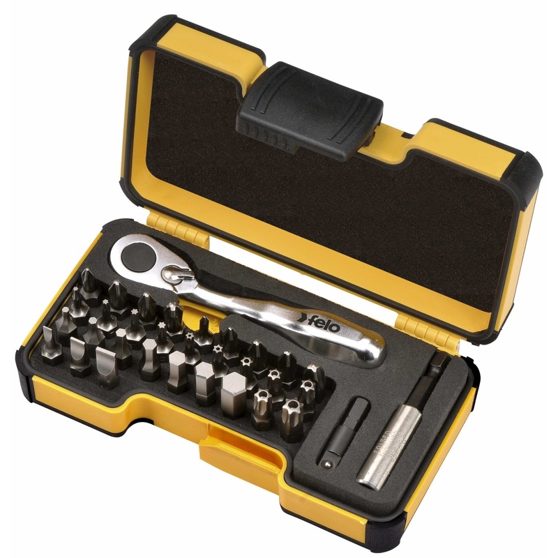 Felo 05773306 XS Box SL, Hex, PH, PZ, TX Bits Mini Ratchet, Bit Holder -  33 piece