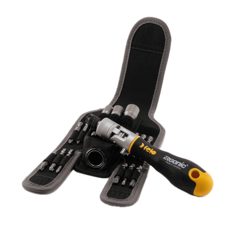 Felo 06071604 Ergonic K Handle Ratcheting Screwdriver Pouch Set, 16 Pieces