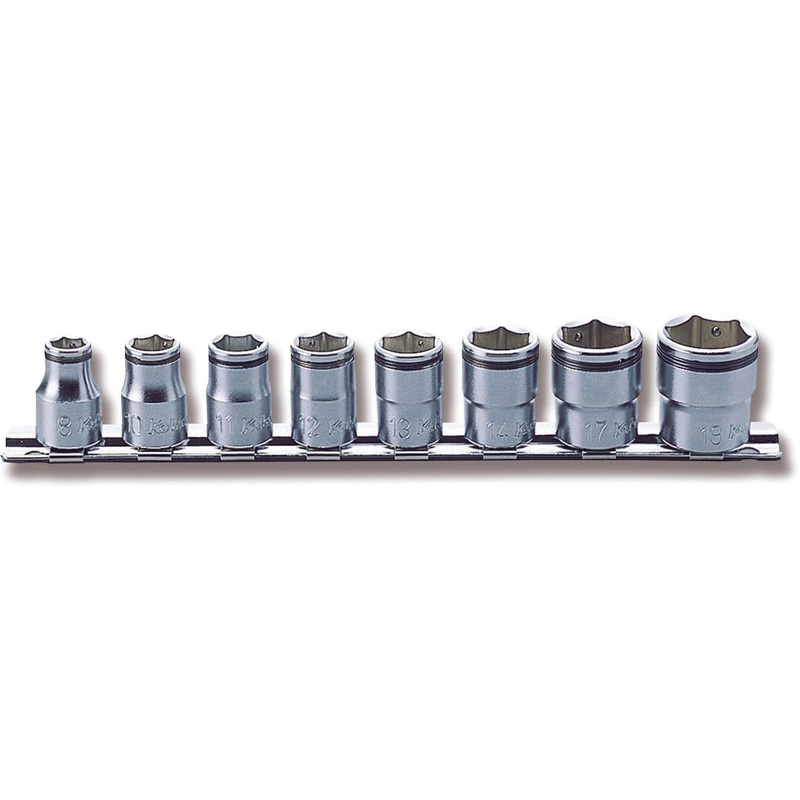 Koken RS3450M/8 - 3/8 Sq. Dr. Socket set 8mm-19mm Nut Grip 200mm 8 Pieces