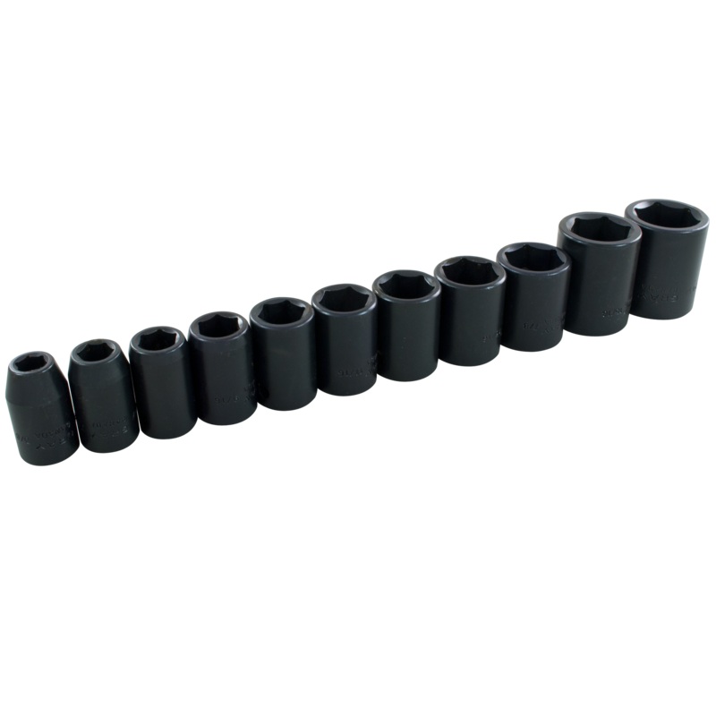 1/2" Dr. 11 Piece 6 Point Standard SAE Impact Socket Set