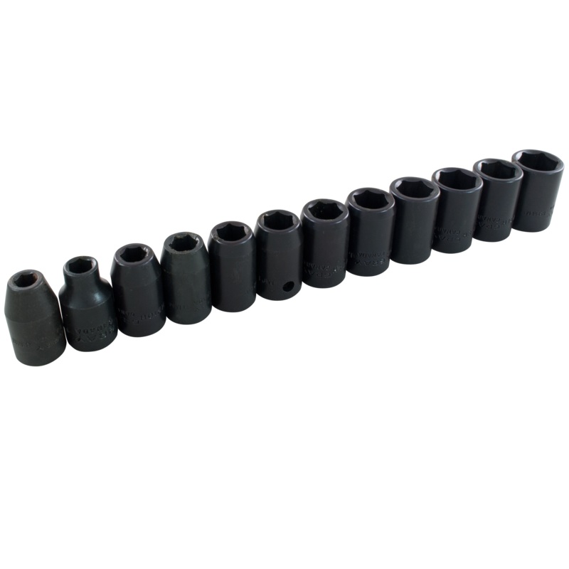 1/2" Dr. 12 Piece  6 Point Standard Metric Impact Socket Set