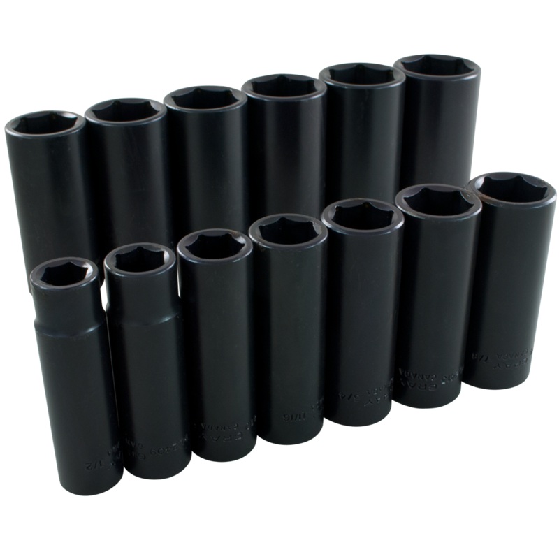 1/2" Dr. 13 Piece 6 Point Deep SAE Impact Socket Set