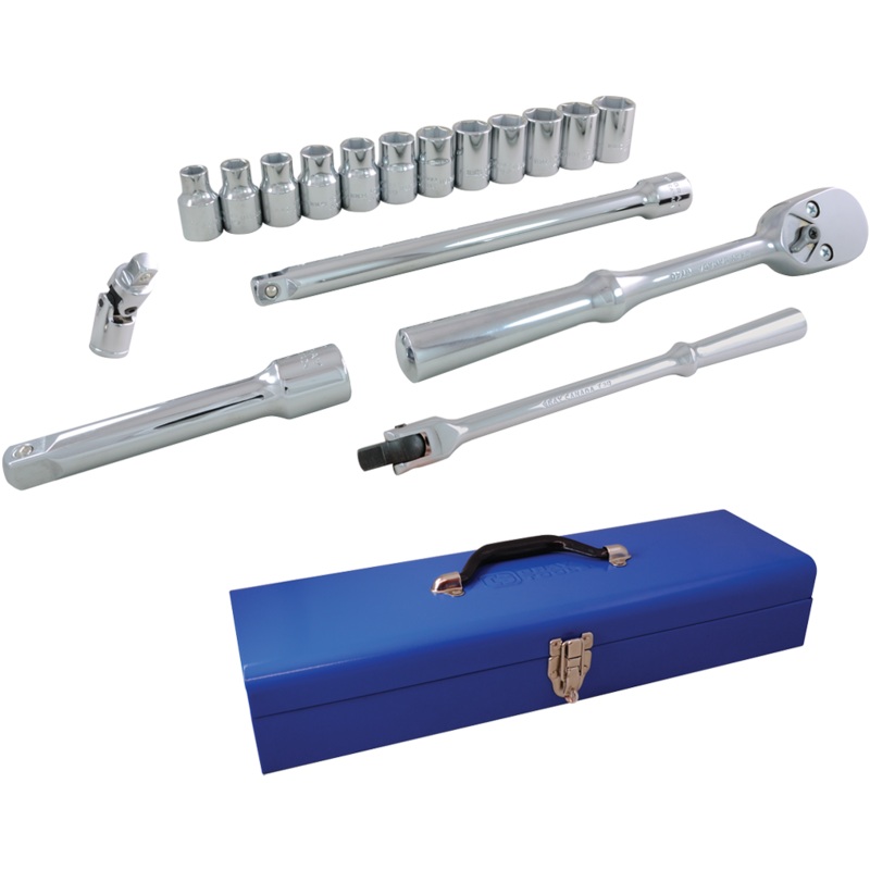 1/2" Dr. 17 Piece 6 Point Standard Metric Socket Set