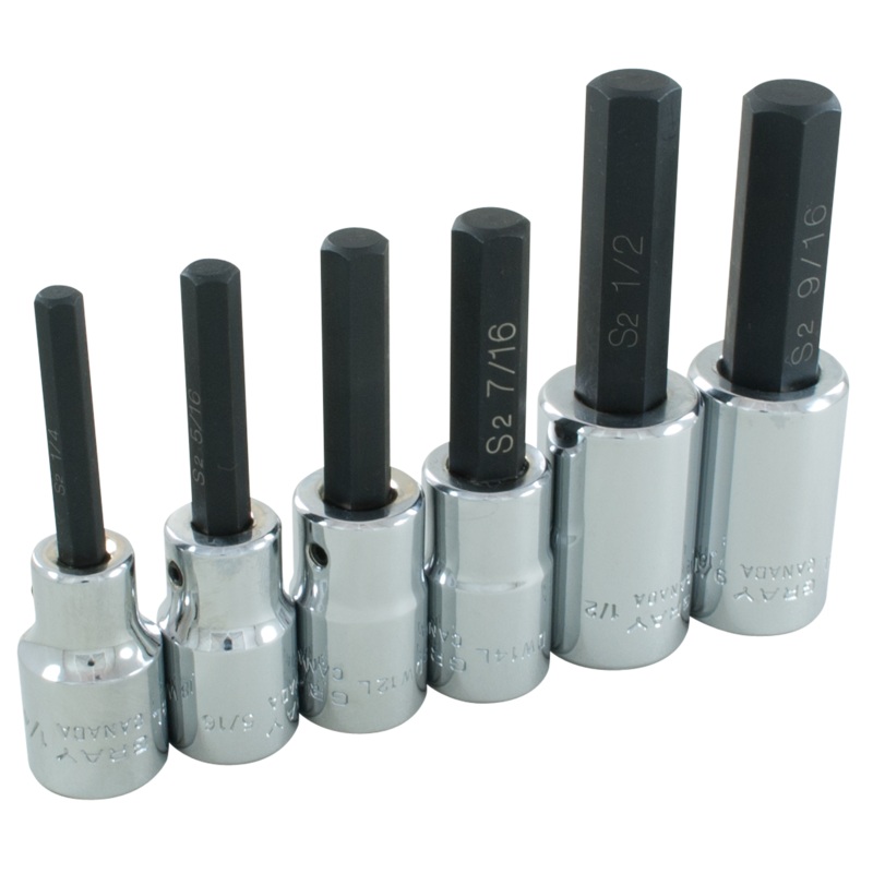 1/2" Dr. 6 Piece Hex Head SAE Socket Set