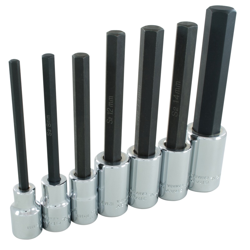 1/2" Dr. 7 Piece Extra Long - Metric Hex Head Socket Set