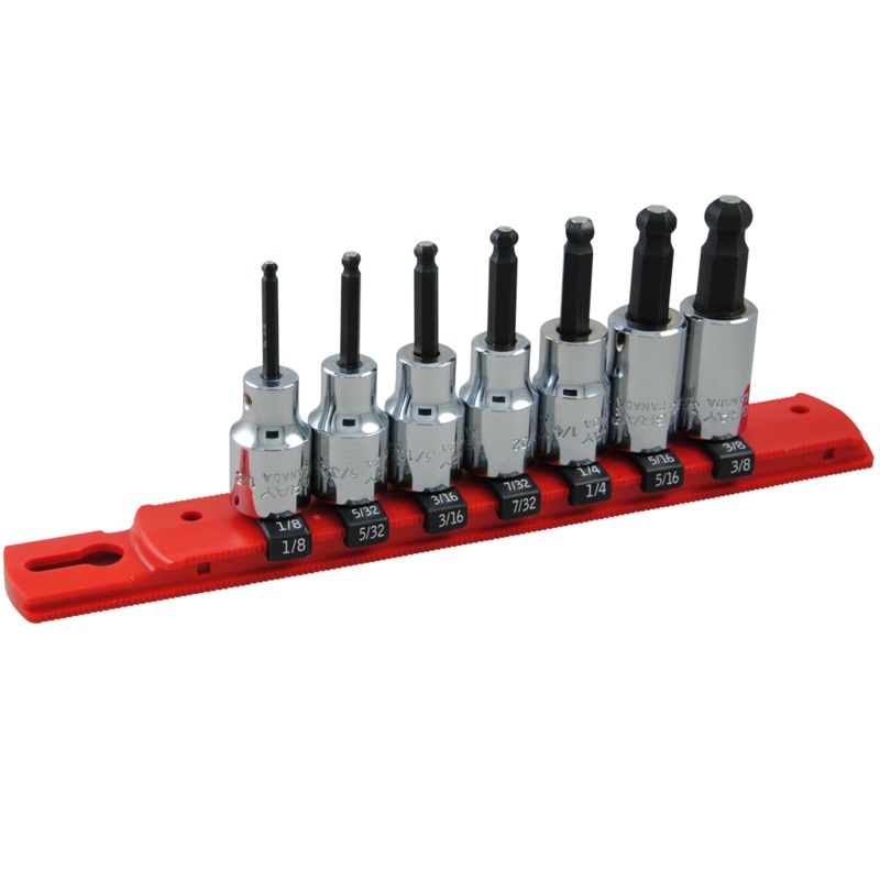 7 Piece 3/8" Drive SAE Ball Nose Hex Socket Set