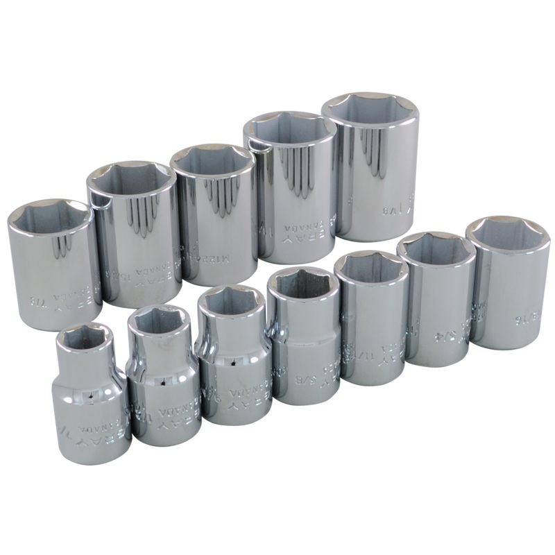 1/2" Dr. 12 Piece 6 Point Standard SAE Socket Set