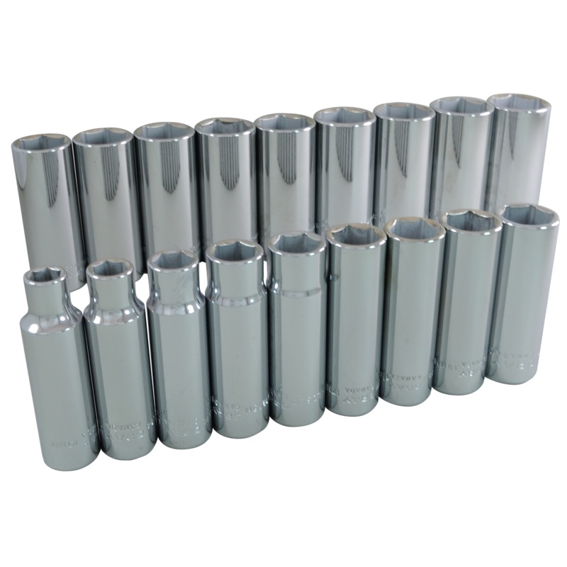 1/2" Dr. 18 Piece 6 Point Deep Metric Socket Set