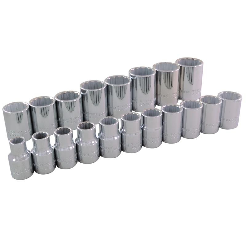 1/2" Dr. 19 Piece 12 Point Standard Metric Socket Set