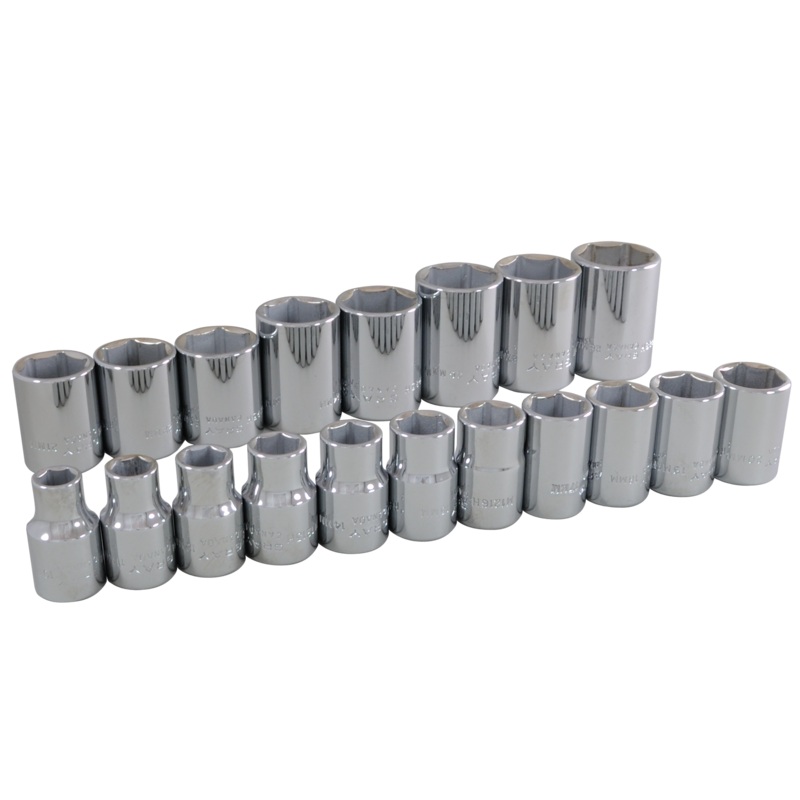 1/2" Dr. 19 Piece 6 Point Standard Metric Socket Set