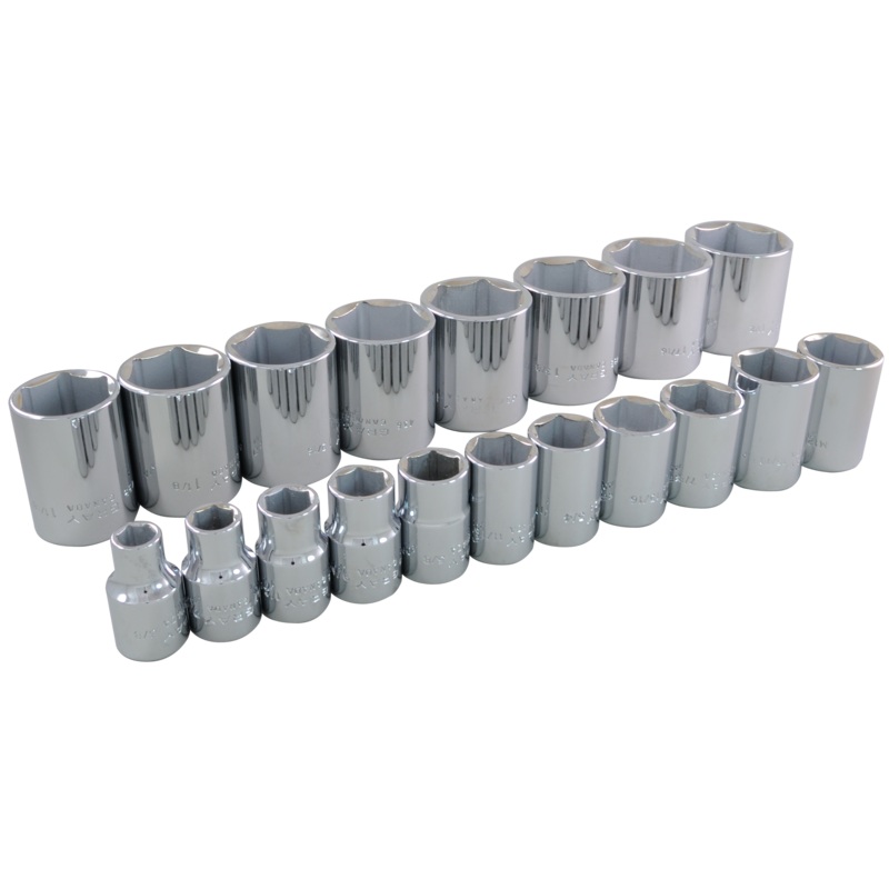 1/2" Dr. 19 Piece 6 Point Standard SAE Socket Set