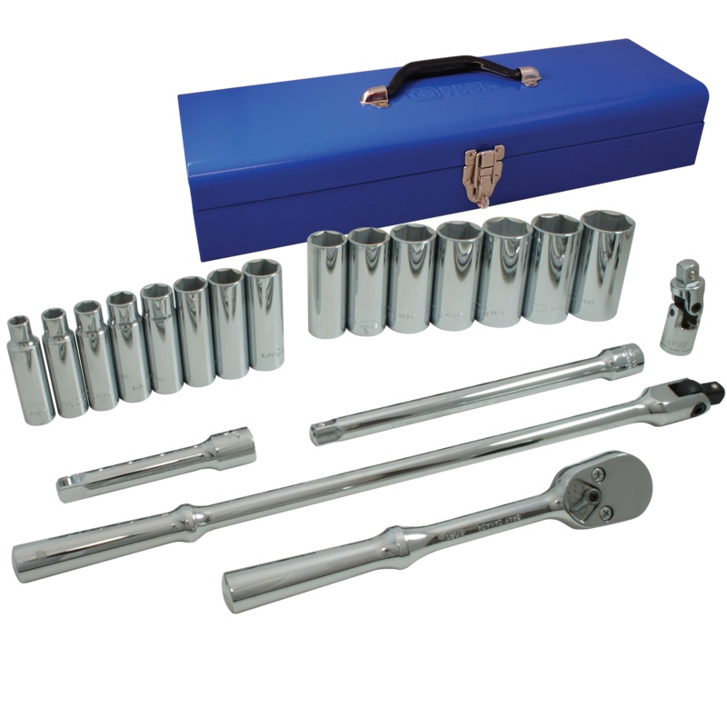 1/2" Dr. 20 Piece 6 Point Deep SAE Socket Set