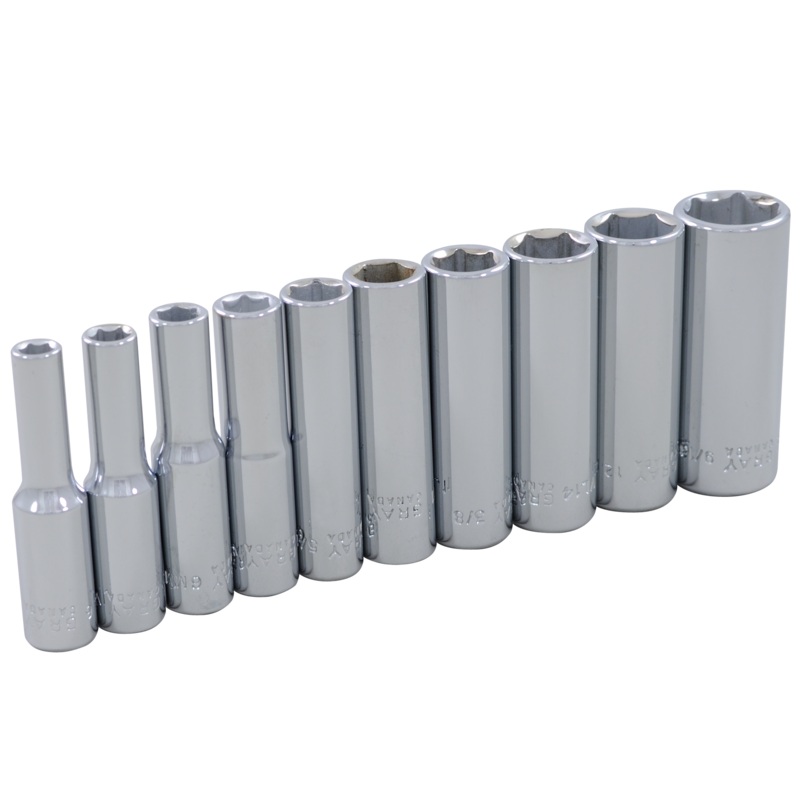 1/4" Dr. 10 Piece 6 Point Deep SAE Socket Set